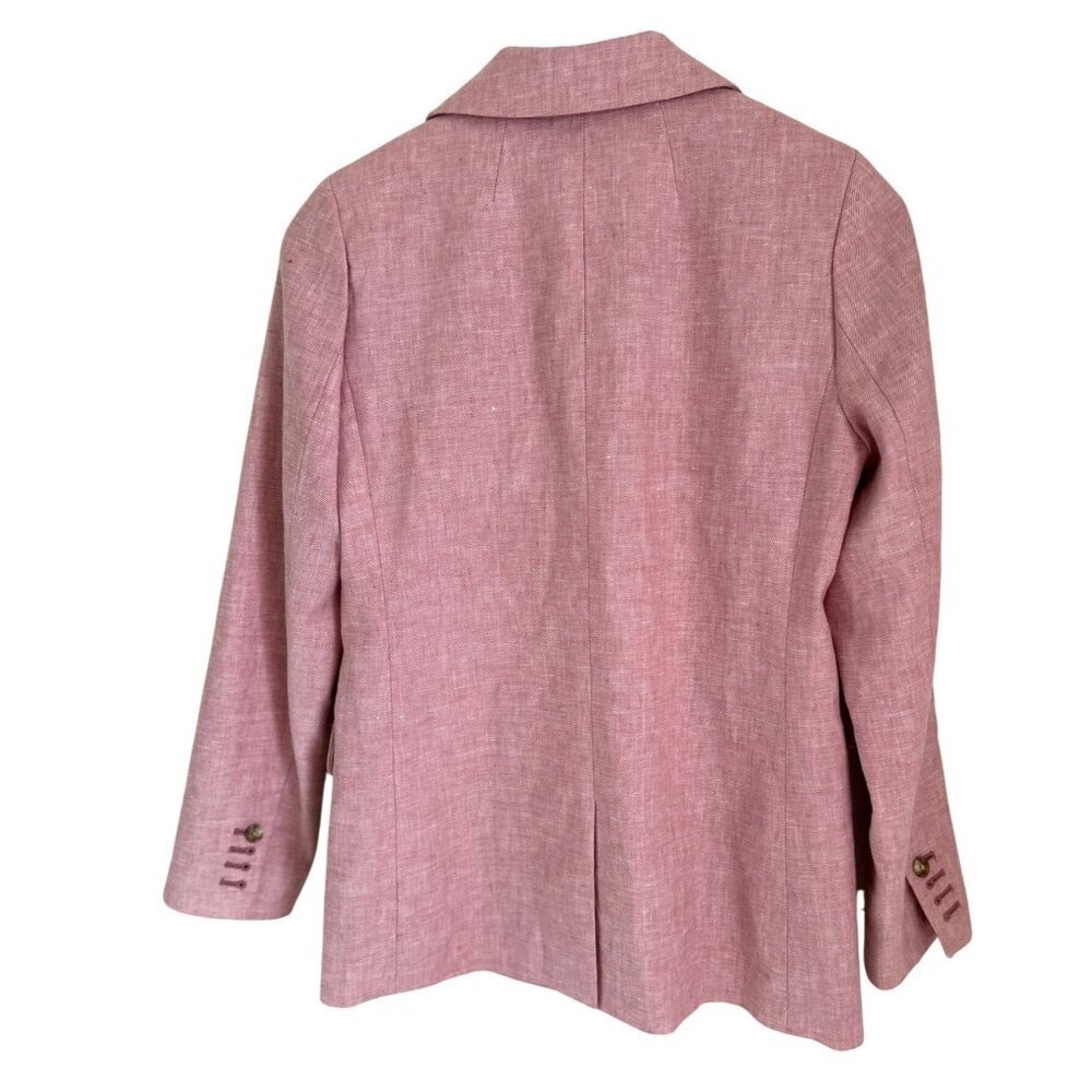 J. Crew Linen Bristol Double-Breasted Long Sleeve Casual Blazer Pink Size 2 - Picture 12 of 14
